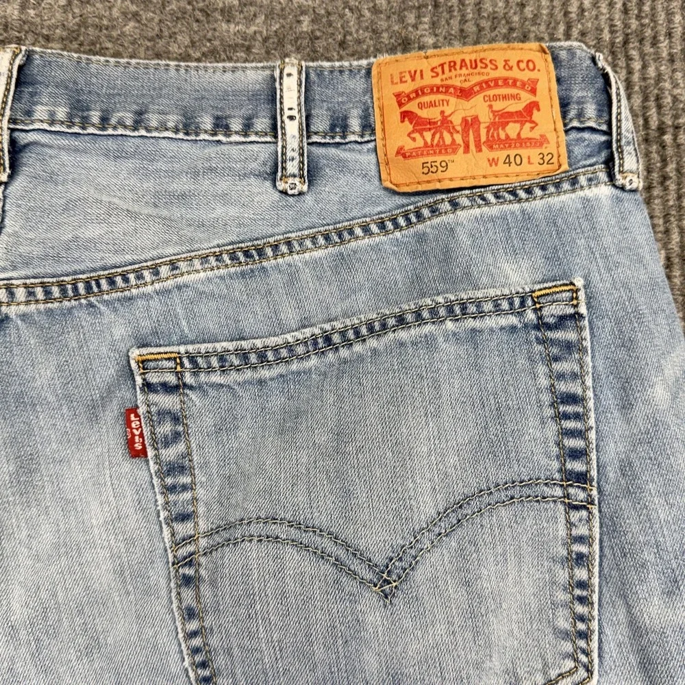 Levis 559 Jeans Mens 40x32 Blue Light Wash Relaxed Straight Denim Casual Pants